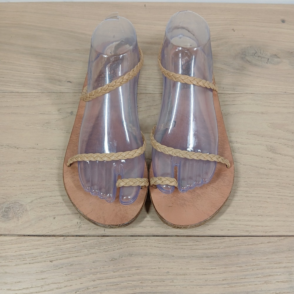 Ancient Greek Sandals Sandals Women 11 Tan Leather Strappy Flat Braided Boho